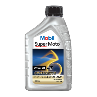 Mobil Super Moto™ 20W-50 0.8L บนพื้นหลังขาวไม่มีเส้นขอบดำ